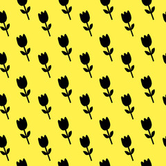 Spring Floral Pattern Yellow Background Floral Pattern Seamless Flower Pattern