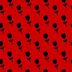 Black Tulip Floral Pattern Seamless Flower Pattern