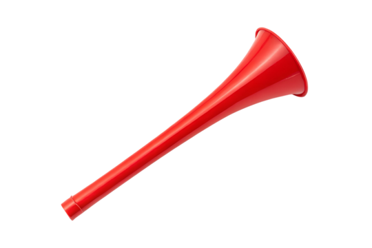Vuvuzela in a Bright Red Color Against a Neutral Background Still Life transparent background