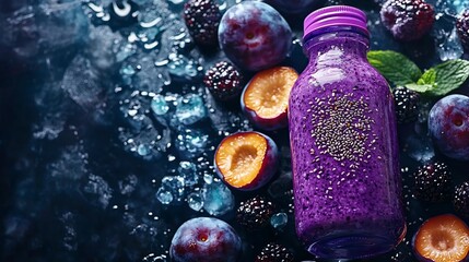 Purple smoothie with plums and blackberries