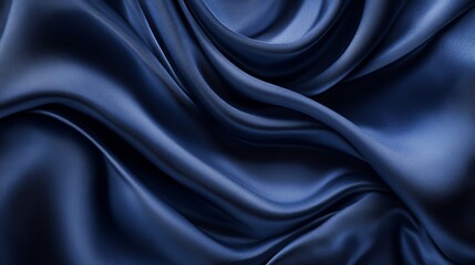 Fototapeta premium Elegant Draped Blue Silk Fabric Texture Background