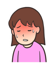 発熱で苦しむ赤い顔の女性