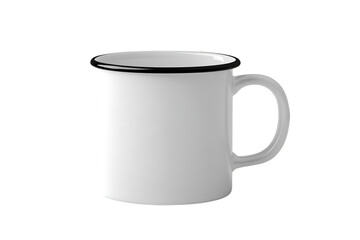 Enamel mug model on white background