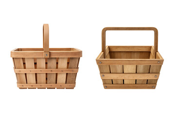 Elegant wooden baskets showcasing craftsmanship and rustic charm on a neutral background transparent background
