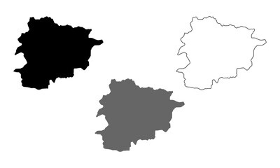 andorra map vector set on white background. Map in various style outline, black, and gray