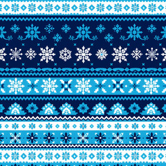 Nordic Fair Isle snowflake design in icy blue elegance pattern.