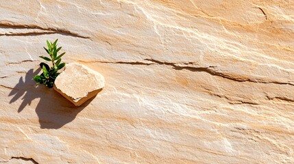 Green Plant Growing on Rock Texture Background