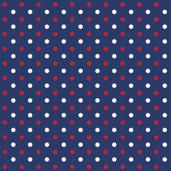 Patriotic Dots Seamless Pattern. 4th of July, USA Independence day, Americana Backdrop. Vector Template For Fabric, Textile, Wallpaper, Wrapping Paper

