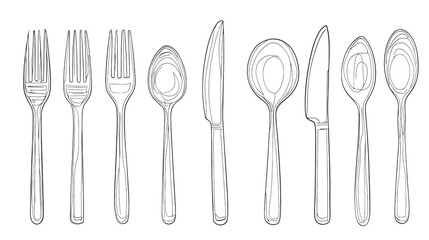 Collection of various utensils for dining.