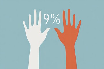 Obraz premium Two hands raised, 9%