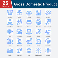 Obraz premium Gross Domestic Product (GDP) measures the total value of all goods and services produced in a country within a specific time frame. It is a crucial indicator of economic health, growth, and prosperity