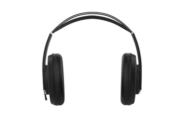 Modern black wireless headphones isolated. Headphones music isolated on transparent background. 