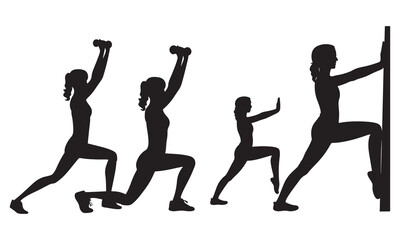 Pilates exercise pose, yoga and pilates exercise, Woman silhouette illustration.