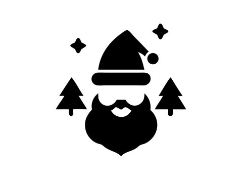 Santa Claus Icon: Festive Graphic with Pine Trees  Stars
