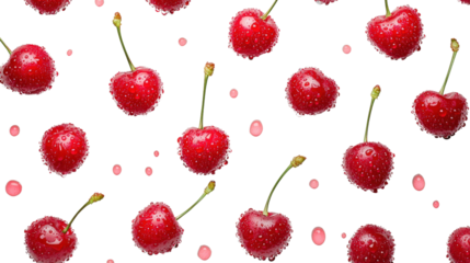 Fresh cherries on a black background.