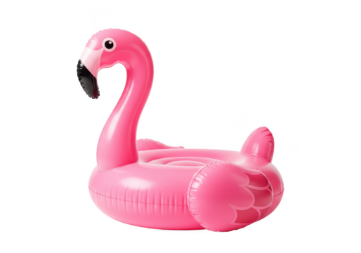 Pink flamingo pool float isolated on transparent background