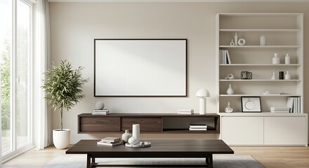 Modern Minimalist Living Room Design with Wooden Furniture