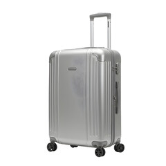 silver travel suitcase isolated on transparent background