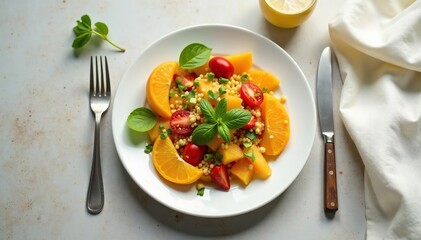 Empty plate, untouched food, minimalist fasting concept , triumph, transformation