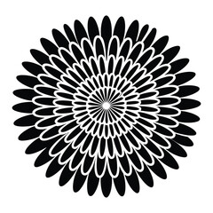 Geometric Chrysanthemum Fan Silhouette, Vector, Illustration, Icon, Logo, White Background.