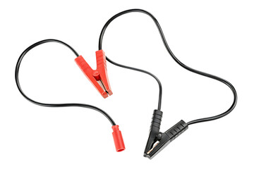 Obraz premium Red and Black Jumper Cables with Alligator Clamps for Car Battery