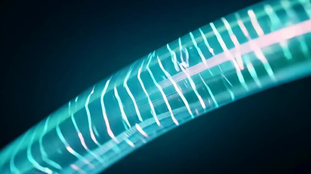 Abstract Glowing Fiber Optic Cable Data Stream in Blue 4K.