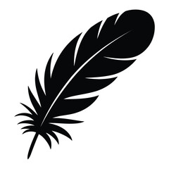 Obraz premium Flat Feather Silhouette, Vector, Illustration, Icon, Logo, White Background.