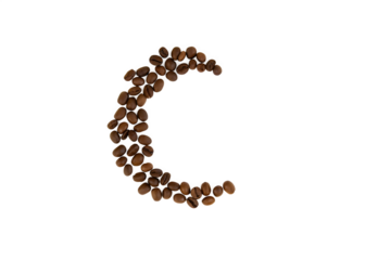 Coffee Beans Arranged in the Shape of the Letter C on Black Background