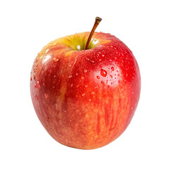 Single Red Apple with Water Droplets Isolated on Black Background