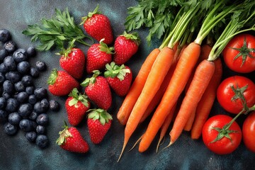Fresh, vibrant fruits and vegetables