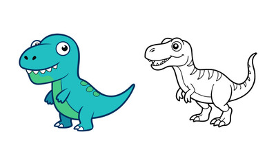 Fun Tyrannosaurus Coloring Book | Cute Cartoon Dino for Kids & Adults