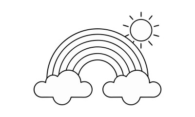 rainbows, clouds and sun coloring page for kids