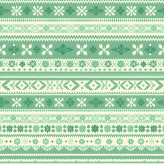 Nordic Fair Isle snowflake pattern in mint pine ivory pattern.