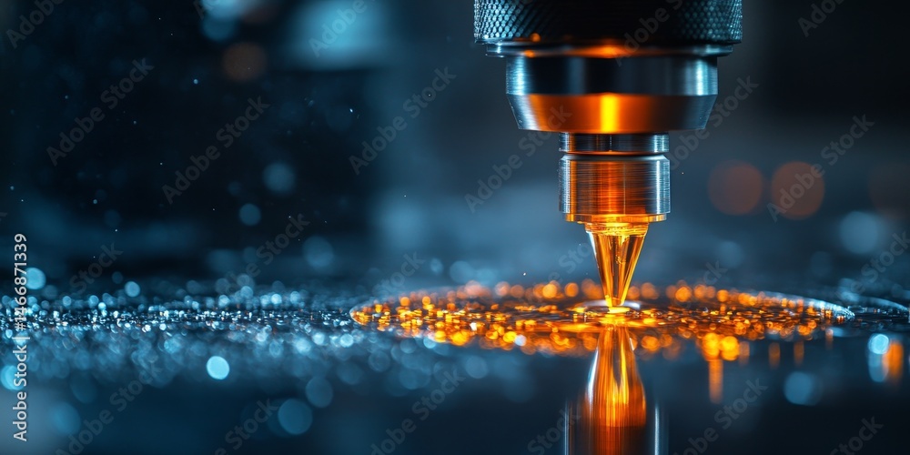 Poster close-up of cnc milling machine in action, creating intricate designs with precision and speed