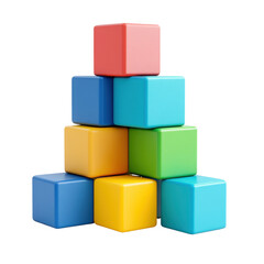 Obraz premium Colorful Building Blocks Arranged in a Pyramid Shape for Creative Play and Learning on transparent background