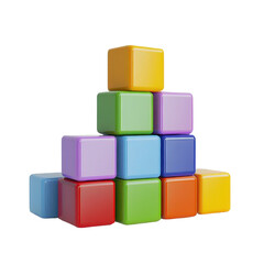 Naklejka premium Colorful Building Blocks Stacked in a Pyramid Shape, Ideal for Children's Play and Learning, Promoting Creativity and Motor Skills on transparent background