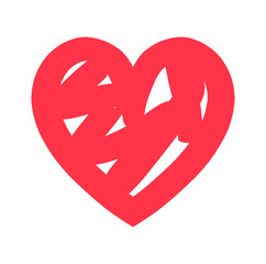 Heart drawing symbol. Doodle style red icon. PNG illustration on transparent background.