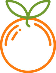 Orange fruit icon line art vector on transparent background
