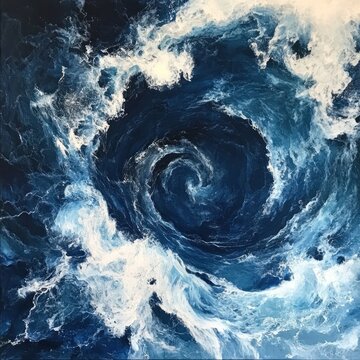 Abstract whirlpool of churning ocean depths