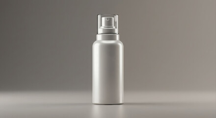 Empty spray bottle mockup in neutral backdrop. Product displayed upright on a simple studio background.