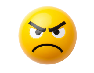 Yellow Angry Emoji Face, Isolated on Transparent Background png