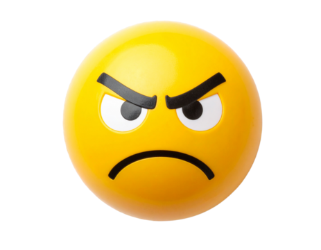 Yellow Angry Emoji Face, Isolated on Transparent Background png