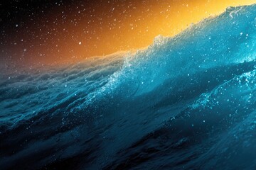 Fototapeta premium Ocean wave crests at night