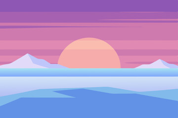 arctic ice field glowing under a pastel polar suns.svg