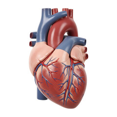 Anatomical heart model with arteries and veins isolated on white background