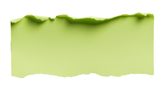 ripped piece of green paper isolated on white background