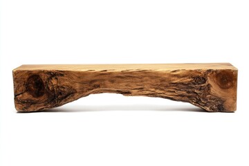 A simple, rustic wooden bench crafted from a single, large, natural log.  Its  smooth, light-brown surface shows the wood's natural grain and knots