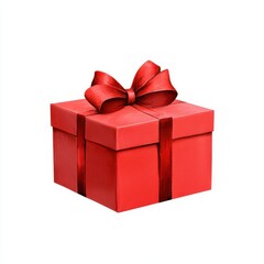 Obraz premium Red Gift Box with a Festive Bow on White Background