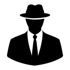 Silhouette of a man in suit and hat vector image