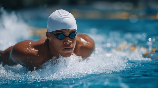 Swimmer Engaging in Laps for Full-Body Aquatic Fitness Training